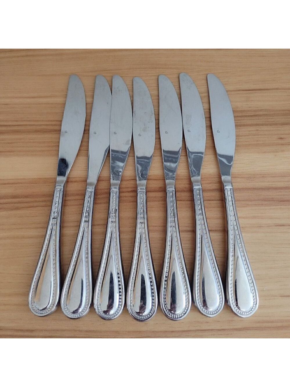 (7) Gourmet Settings Promise Nouveau Beaded  9.5" Dinner Knives 18/10 Stainless